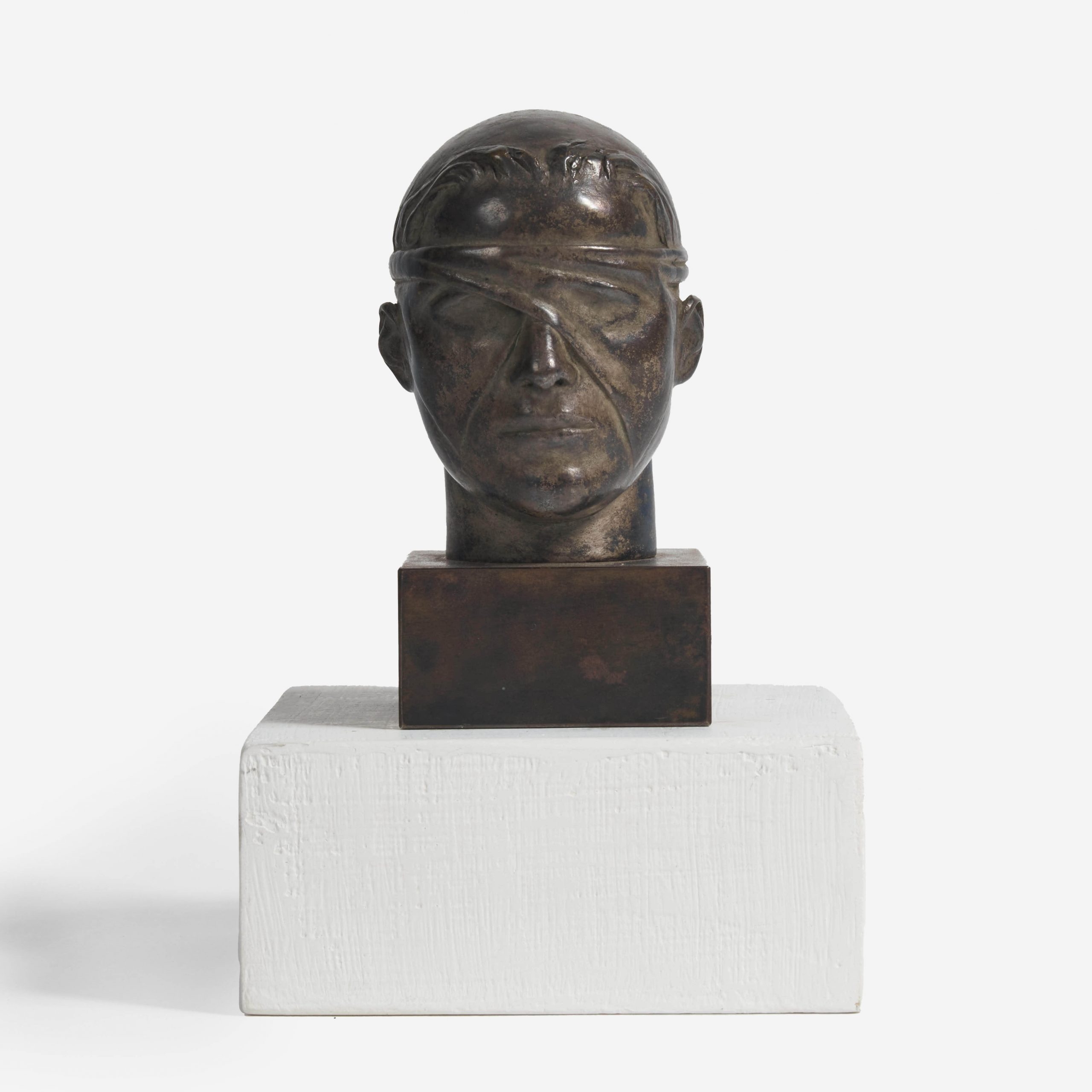 Artwork by Diana Moore, Miniature Model for Justice, Made of bronze on wooden base