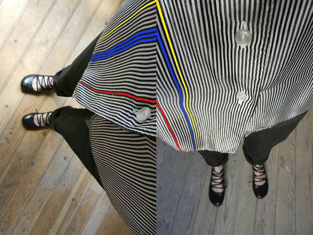 Artwork by Gisela Weimann, Who is afraid of red, yellow and blue, Made of Collaged digital color print on Hahnhemühle canvas