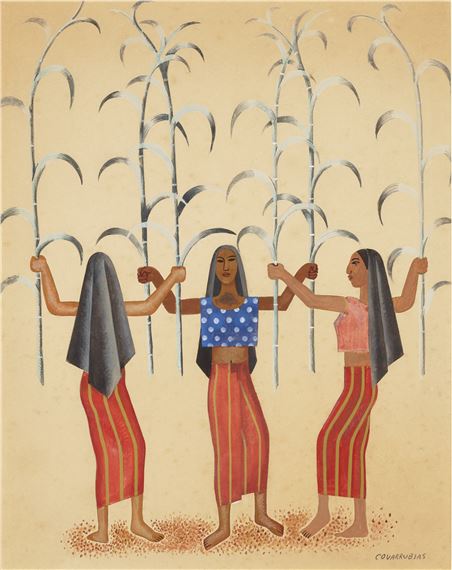 Women in Sugarcane Field by Miguel Covarrubias, Executed circa 1940