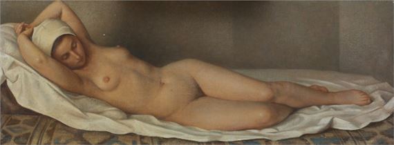 A reclining nude by Karel van Veen, 1939