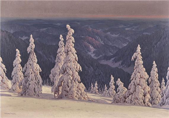 Winterliche Abendlandschaft im Schwarzwald by Karl Hauptmann