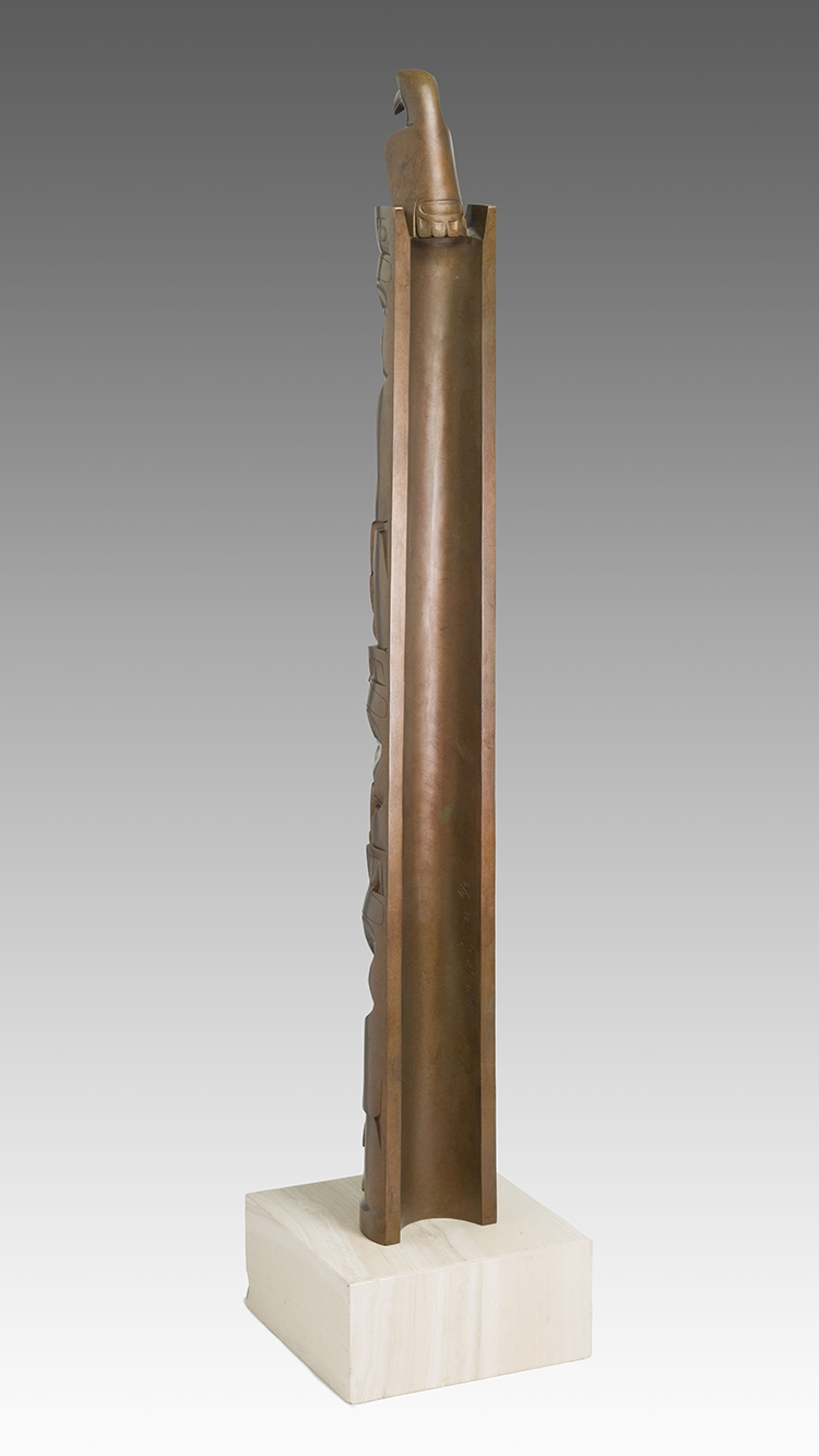 Artwork by James Hart, Totem Pole, Made of bronze sculpture on a marble base
