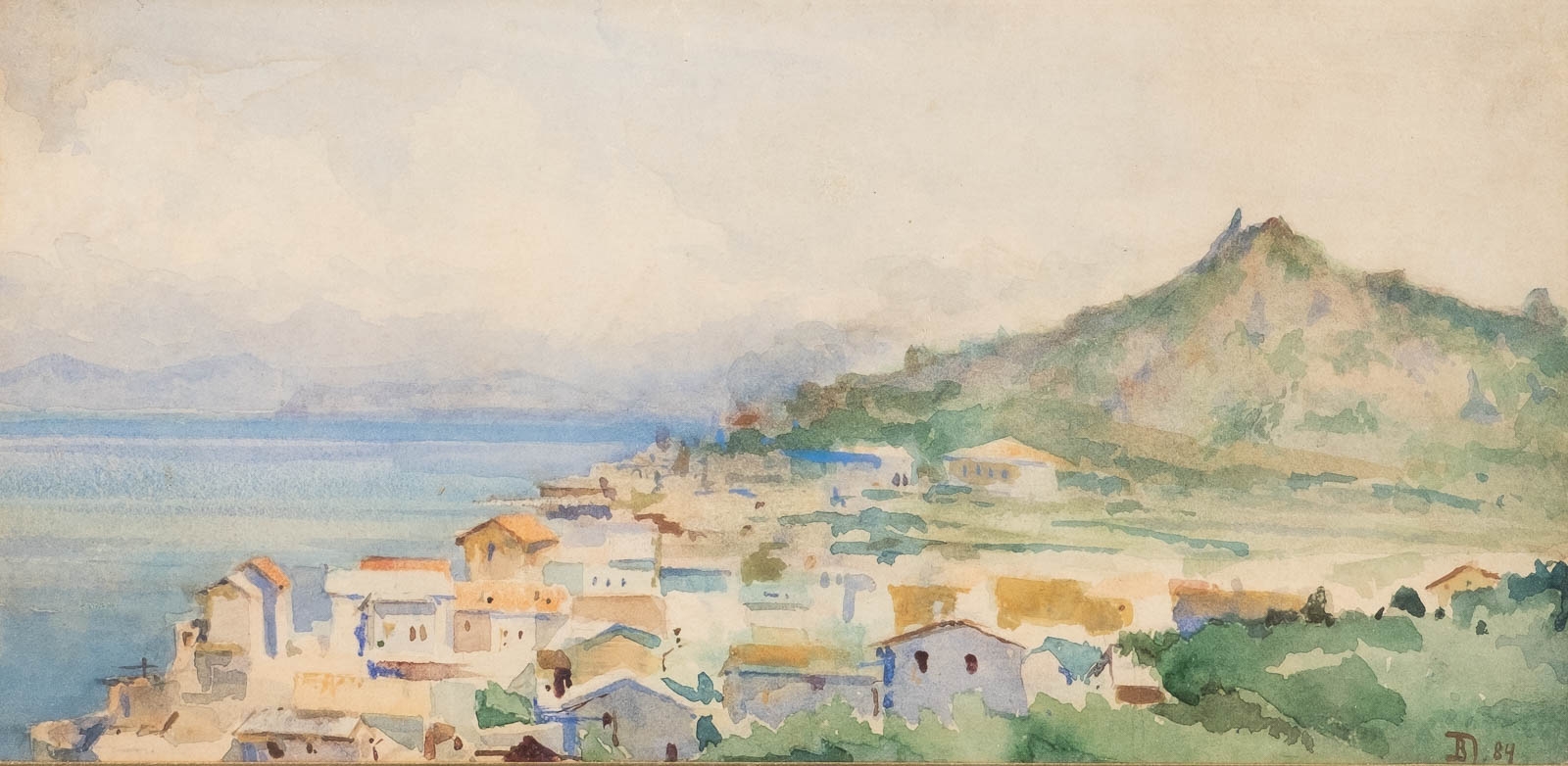 Artwork by Vasiliy Dimitrevich Polenov, Ansicht der Stadt Feodosija, Made of Watercolor on paper