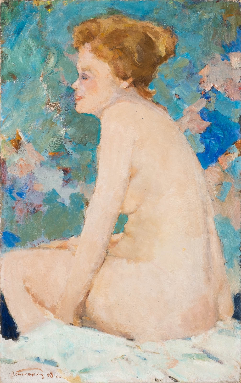 Artwork by Nikolai Nikolaevich Baskakov, Vor dem Spiegel, Made of Oil on canvas