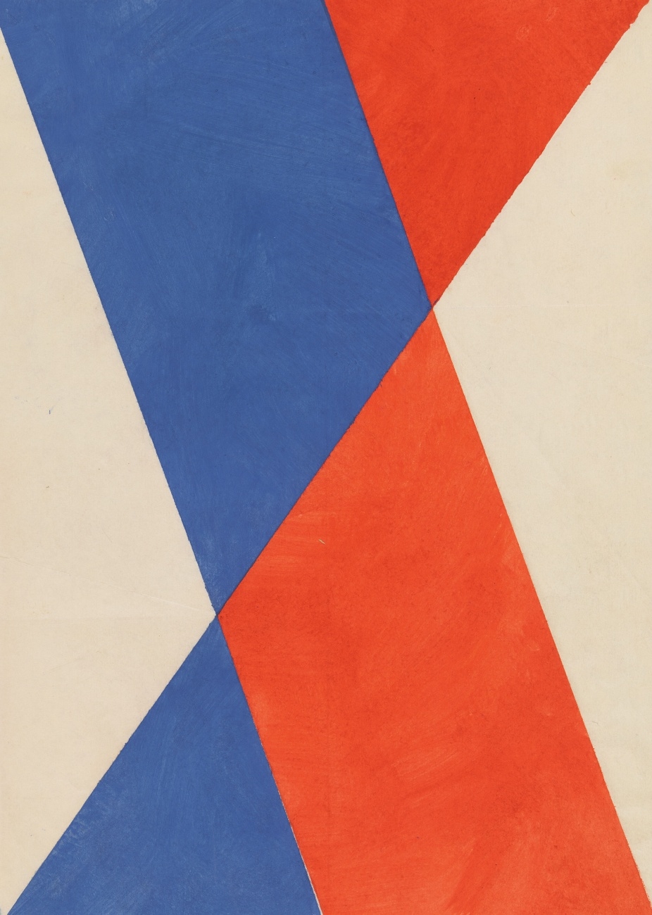 Artwork by Hermann Glöckner, Faltung (blau-rot-weiß), Made of gouache on paper