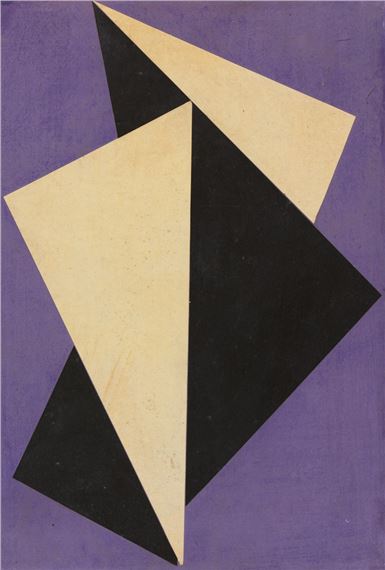 Räumliche Faltung, schwarzweiß vor violett by Hermann Glöckner, 1967-1969