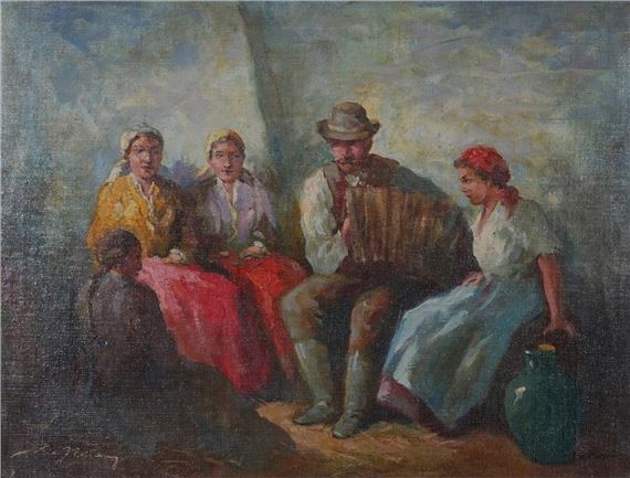 Accordion Player & Listeners by J. Zoltan Kiss