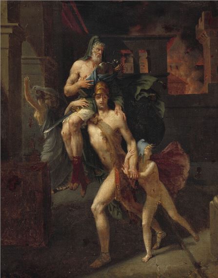 Aeneas rescuing his father Anchises from the burning Troy by Merry-Joseph Blondel, circa 1803