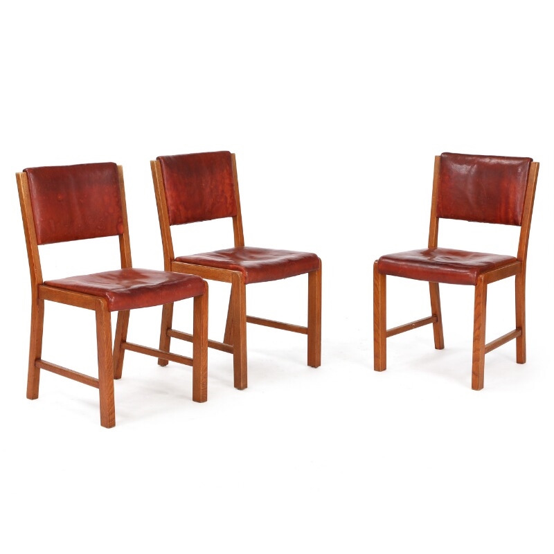 Bodil Gøtzsche Set of three dining chairs with patinated oak frame (1939) MutualArt