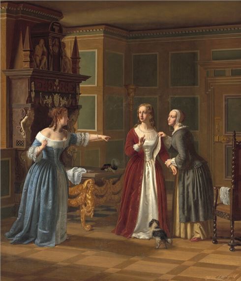 Ludvig August | “Dronning Sophie Amalie lader den fangne Eleonore Ulfeldt afføre hendes smykker og klæder” (1847) | MutualArt