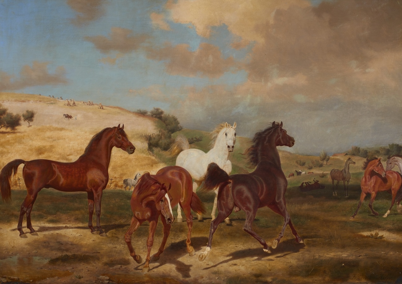 Artwork by Friedrich Anton Kilp, Horses in a Summer Meadow, Made of Oil on canvas