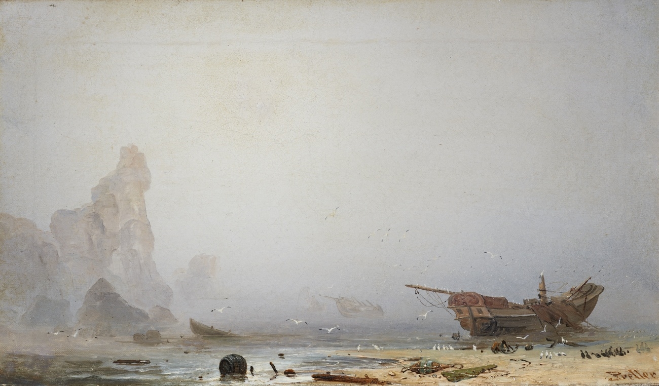 Artwork by Friedrich Preller the Younger, Foggy Water Landscape, Made of Oil on canvas
