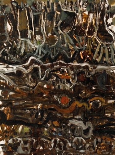 Artwork by John Olsen, Creek Bed, Hill End, Made of oil on composition board