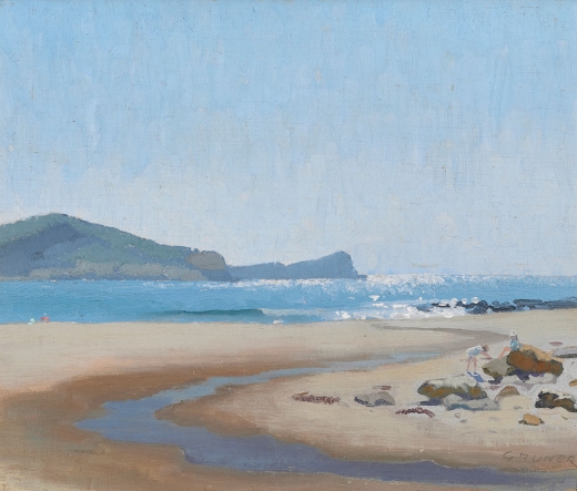 Artwork by Elioth Gruner, Silver Sea, Avoca, Made of oil on canvasboard