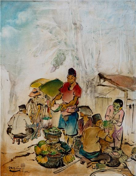 Street life, Java by Lee Man Fong, 1945