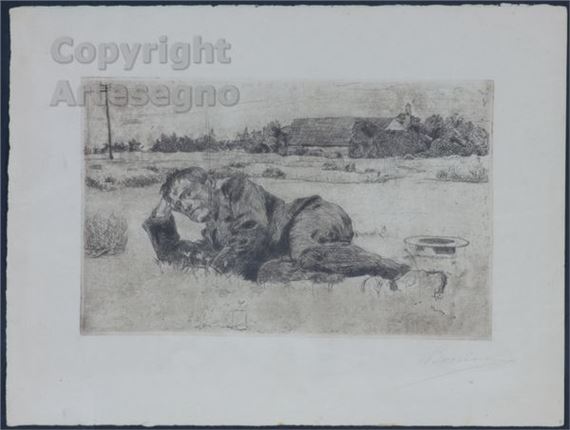 Uomo sdraiato su un prato (Mario Sironi) by Umberto Boccioni, 1907