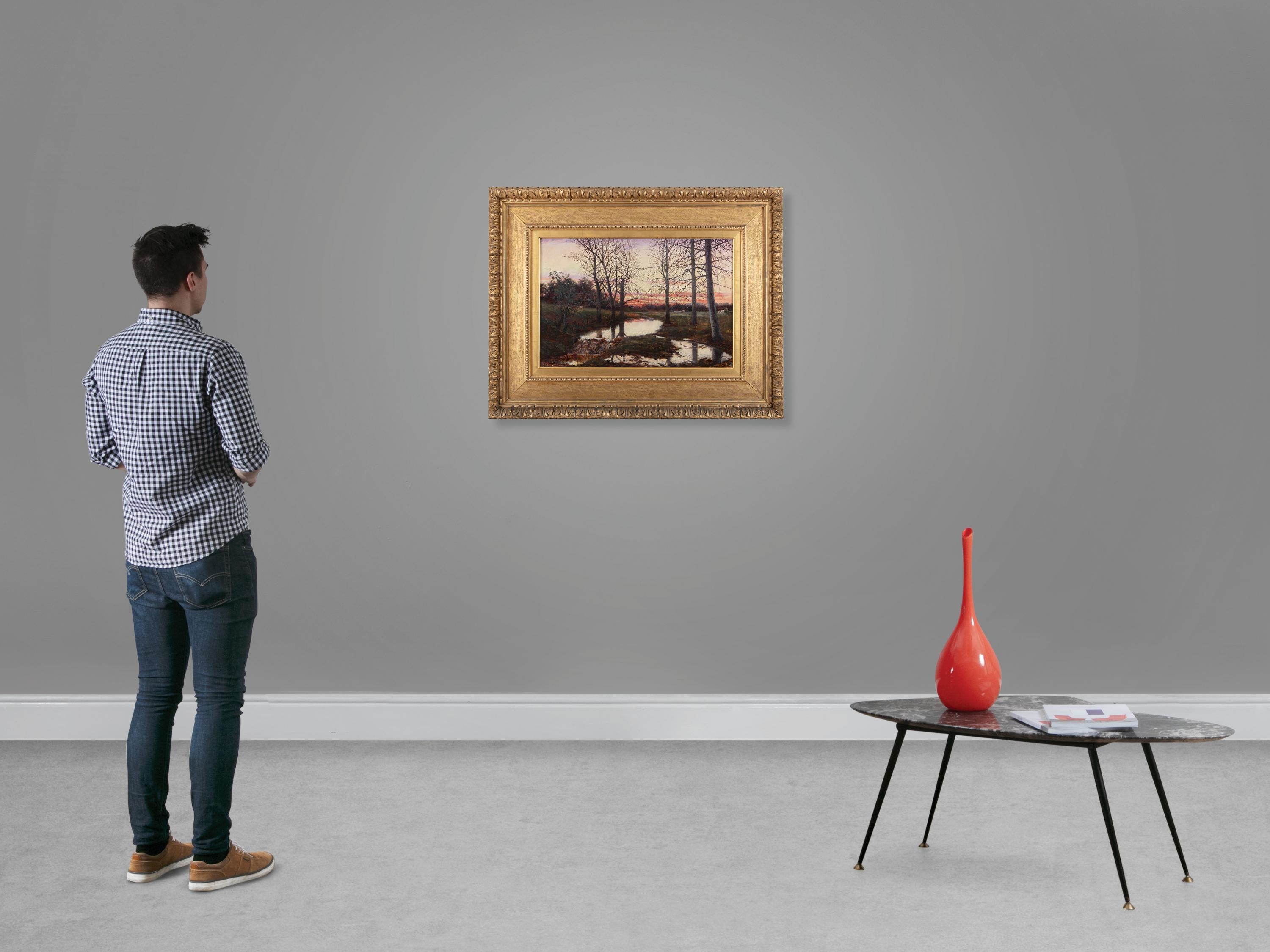 Artwork by Edward J. Brennan, Sunset through Trees, Made of Oil on canvas