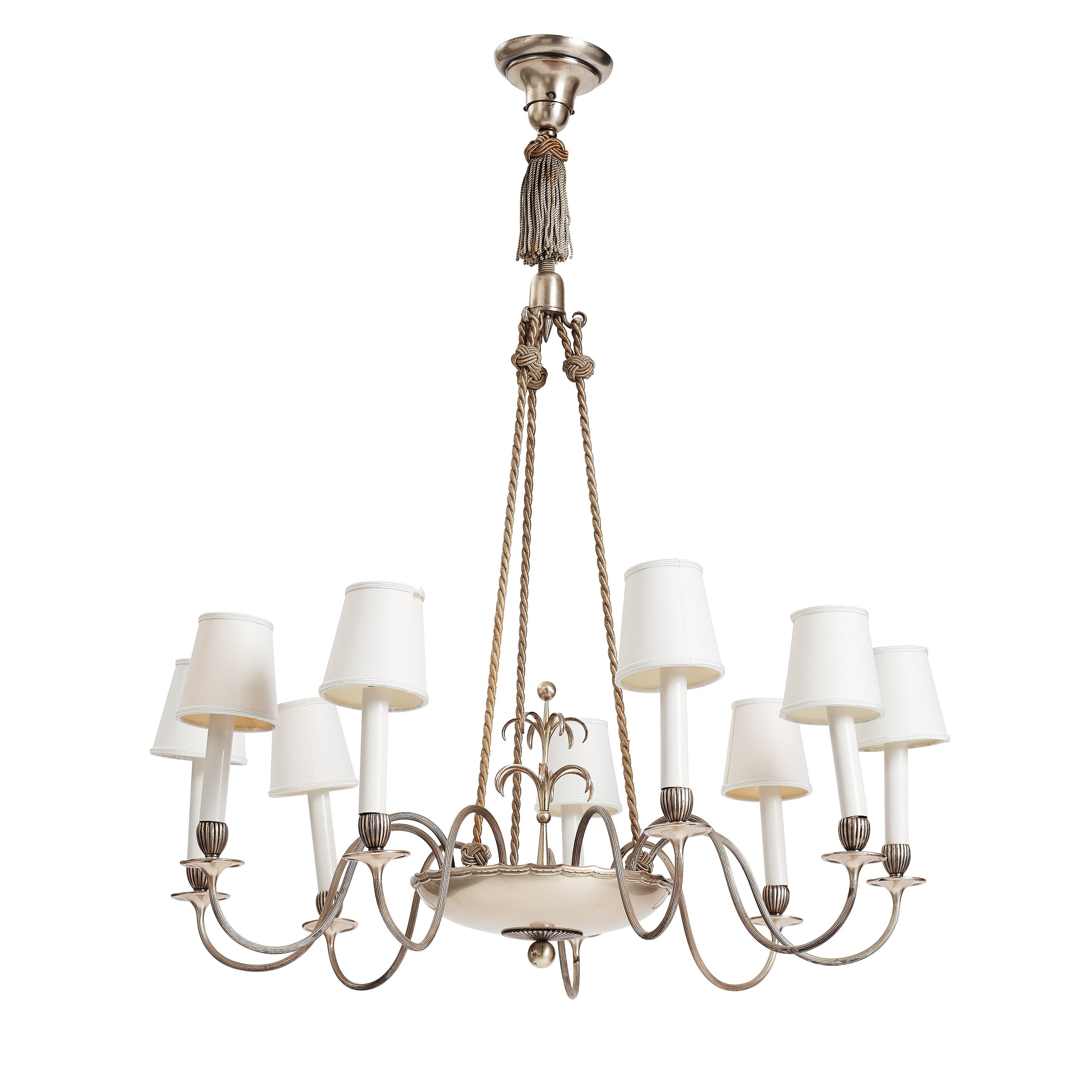 Artwork by Swedish Grace, Decorated with stylized leaves, Made of white textile