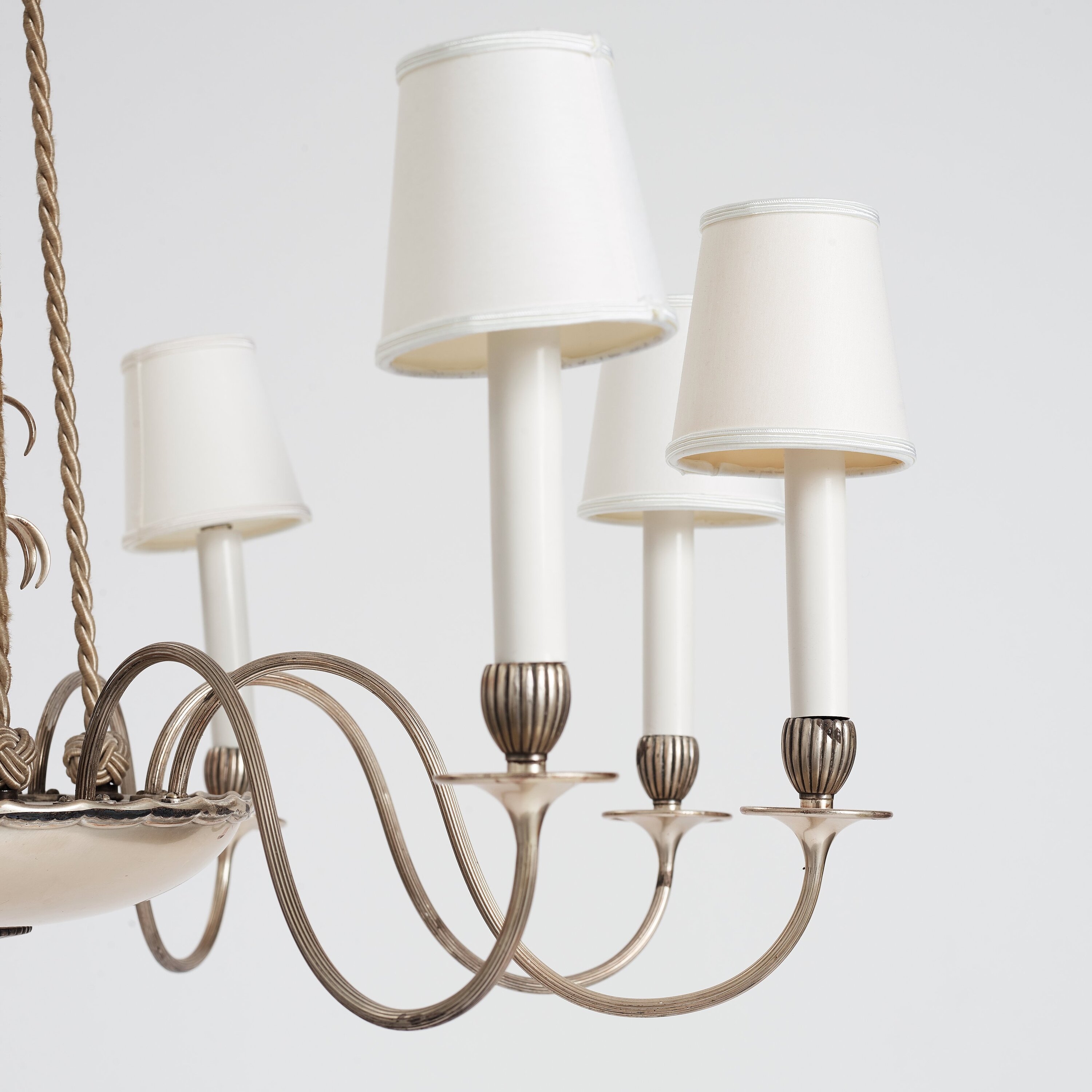 Artwork by Swedish Grace, Decorated with stylized leaves, Made of white textile