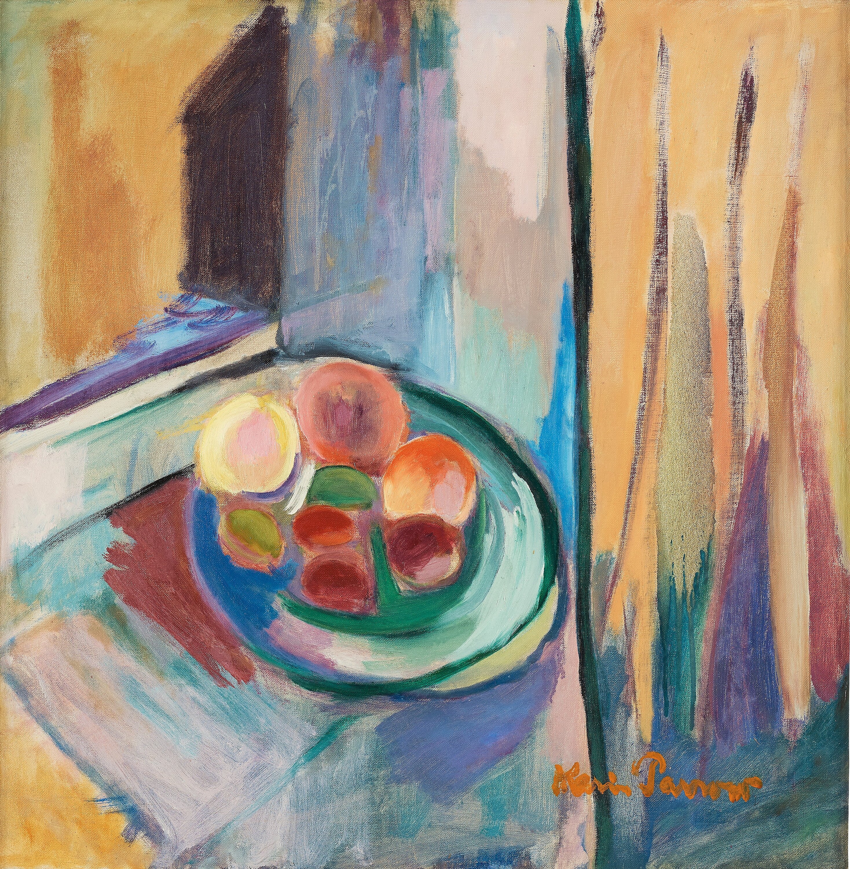 "Frukter vid fönstret" by Karin Parrow, dated 1954
