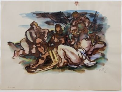 Artwork by Richard Ziegler, Myhologische Szene, Made of Watercolor / mixed media