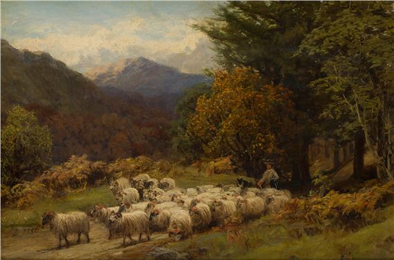 AUTUMN DAY IN GLEN LYON by David Farquharson, dated 1880