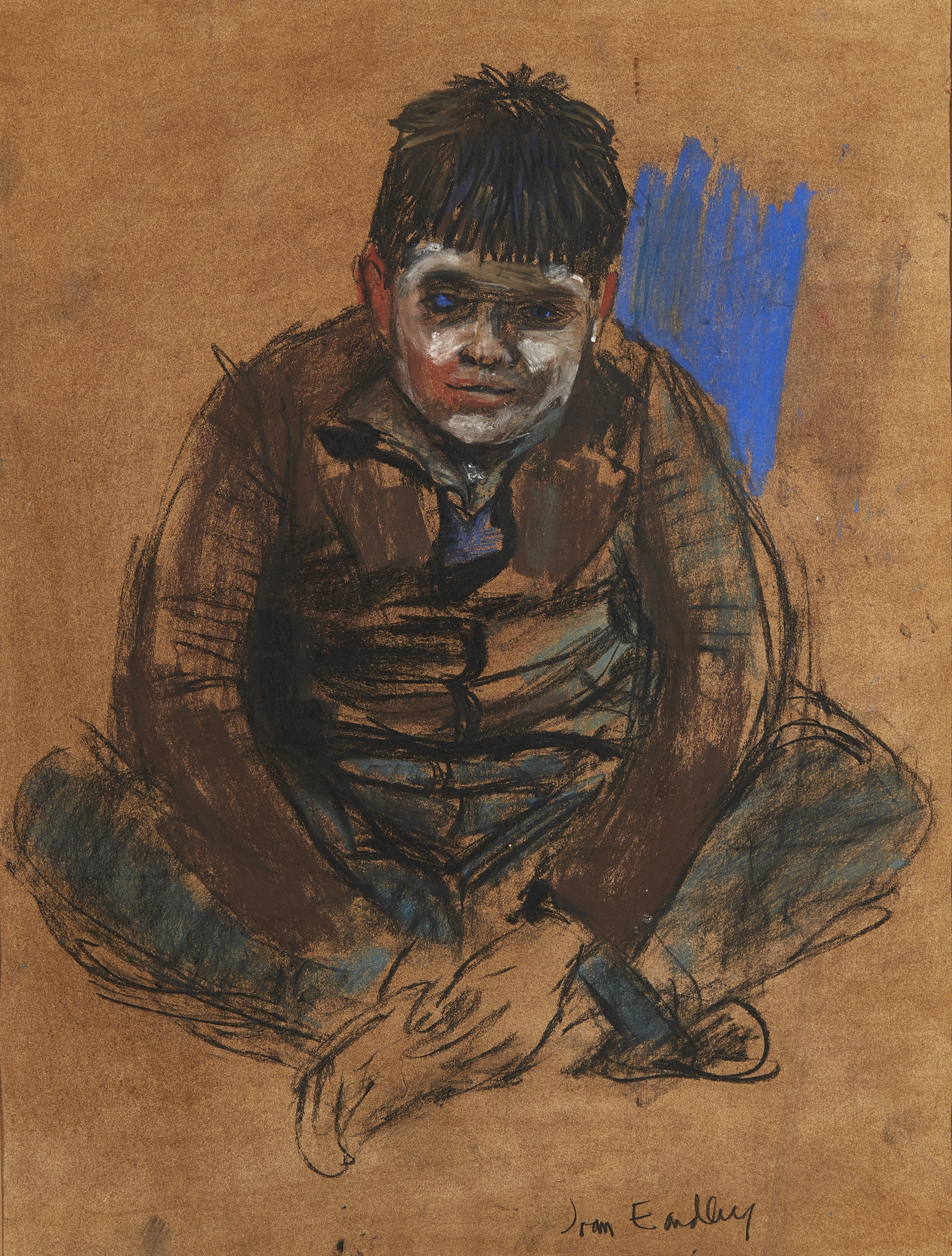 Artwork by Joan Kathleen Hardy Eardley, SEATED BOY, Made of pastel