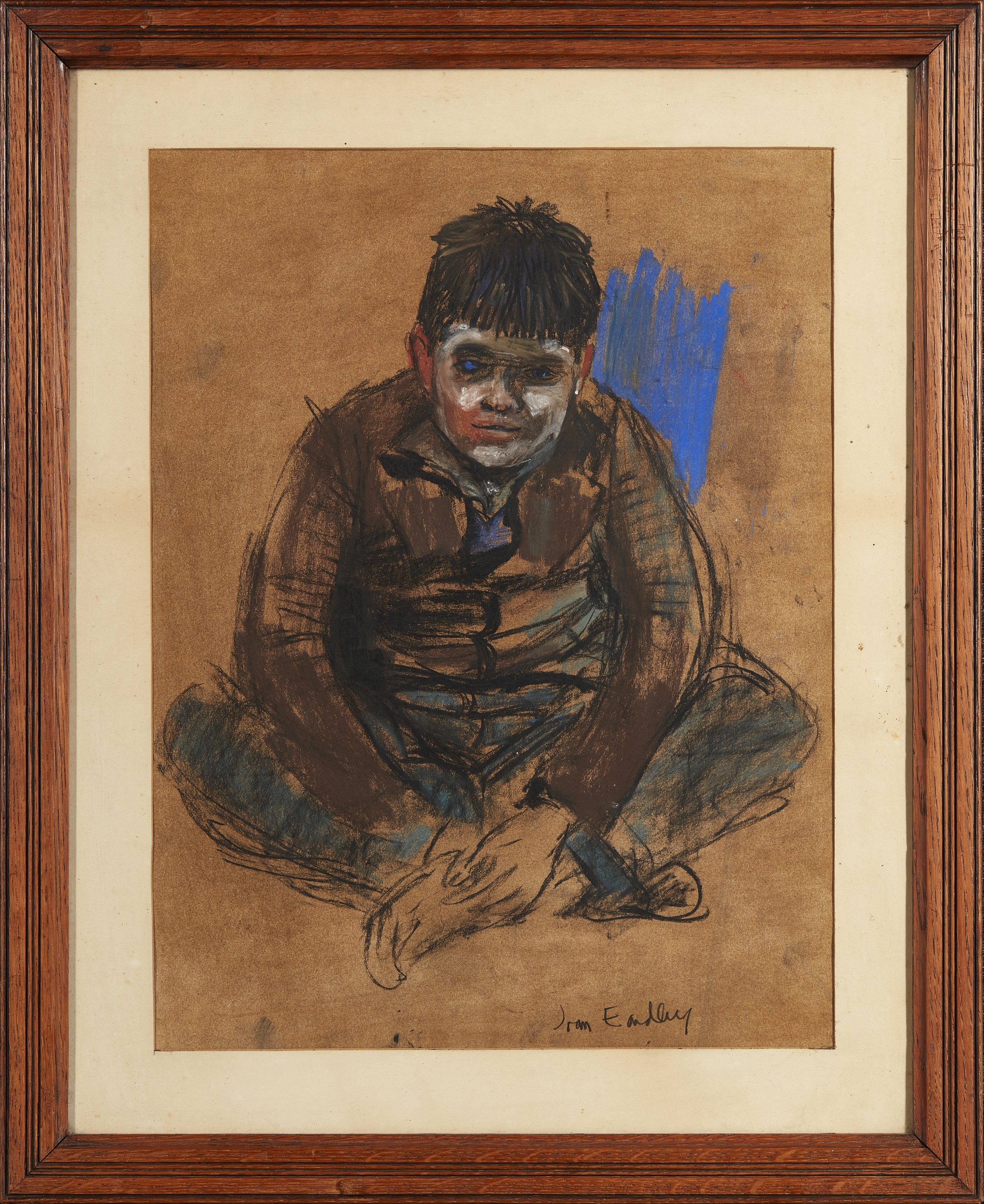 Artwork by Joan Kathleen Hardy Eardley, SEATED BOY, Made of pastel