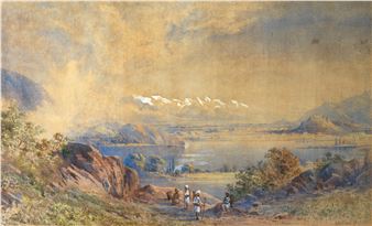 An extensive view of the Kashmir Valley, with the Himalayas in the distance - Colonel Ayrton Pullan