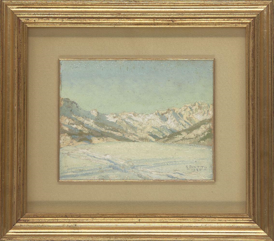 Artwork by Giulio Boetto, Paesaggio Alpino in inverno (Alpine landscape in winter), Made of oil on board