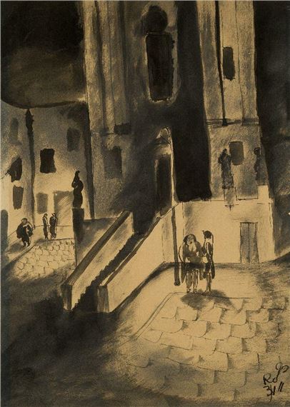 Vienna street scene by Marcel Ronay, dated 31