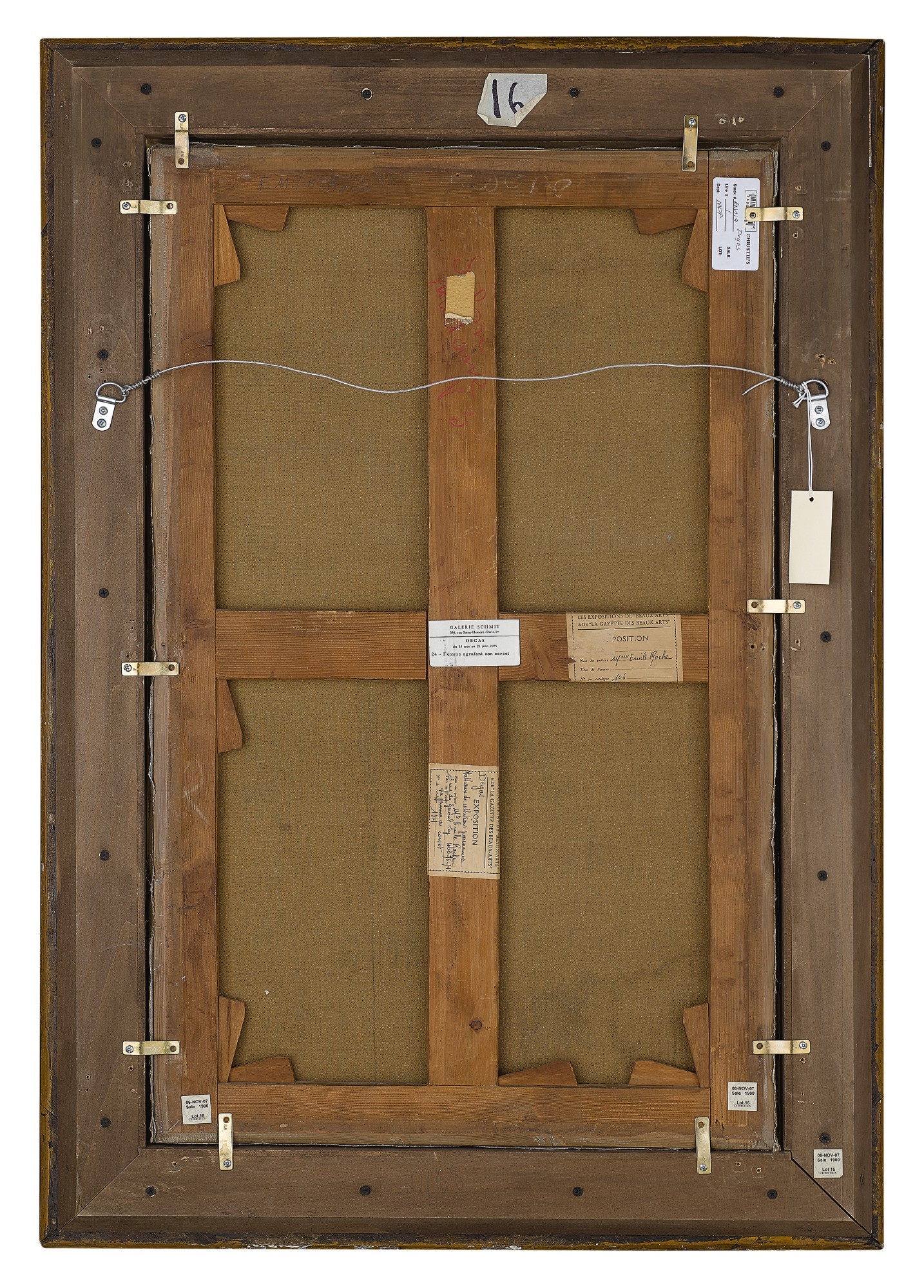 Artwork by Edgar Degas, Femme debout et vue de face agrafant son corset, Made of Oil on canvas