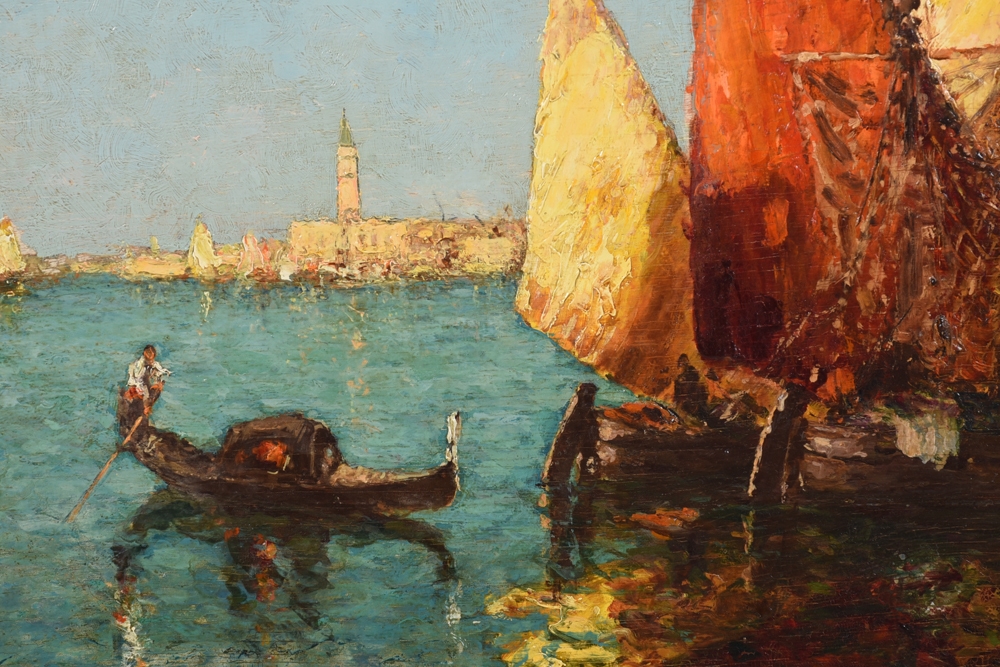 Artwork by Charles Eugène Cousin, View Of Venice, Made of oil on plywood