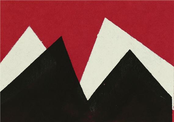 Schwarzweiße Aufgipfelung vor Rot by Hermann Glöckner, 1970/71