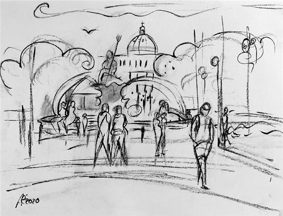 Anke Rische | Am Neptunbrunnen (2020) | MutualArt