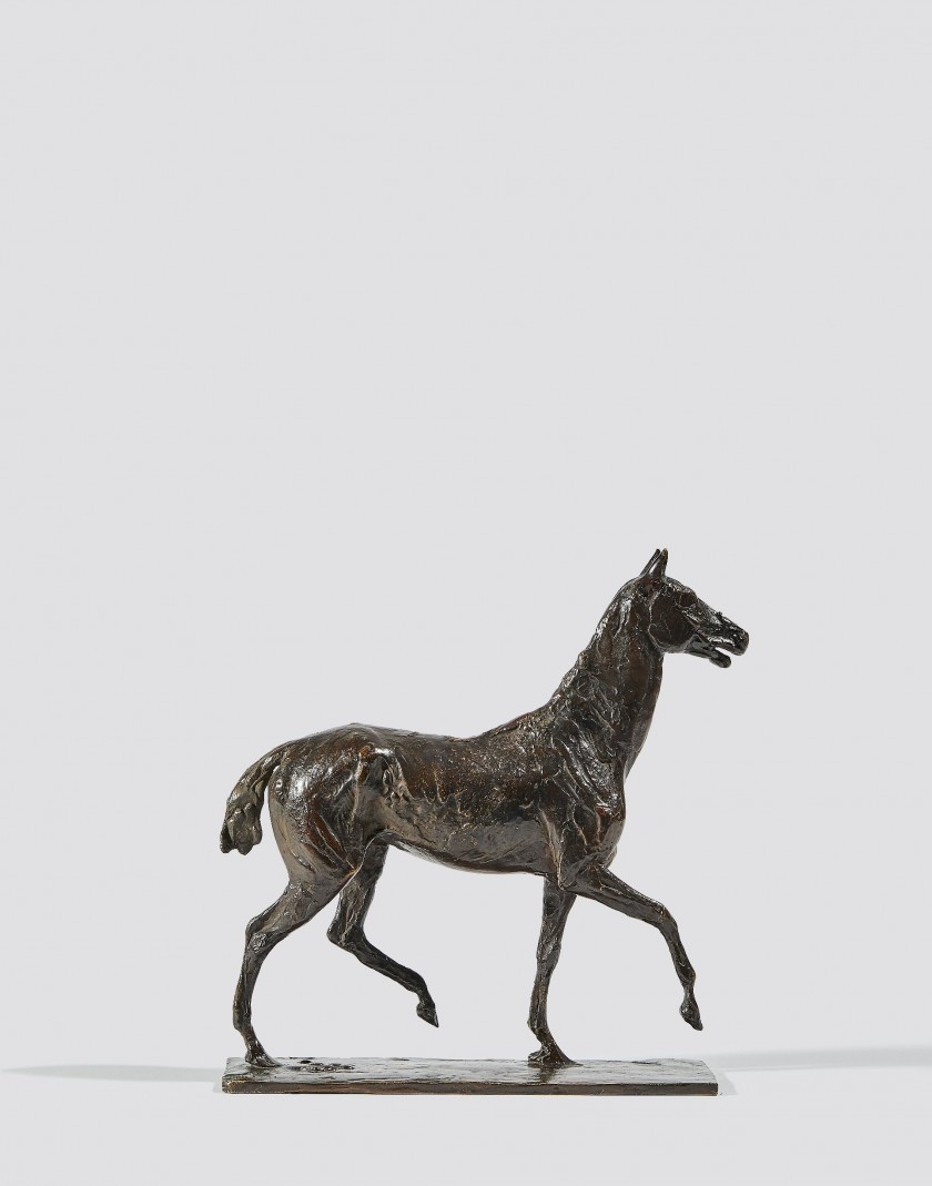 Artwork by Edgar Degas, Cheval marchant au pas relevé, Made of Bronze with brown patina