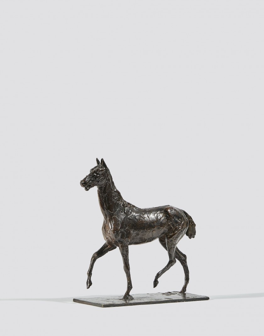 Artwork by Edgar Degas, Cheval marchant au pas relevé, Made of Bronze with brown patina