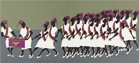 Processional Women by Barbara Johnson Zuber, circa 1972-1974