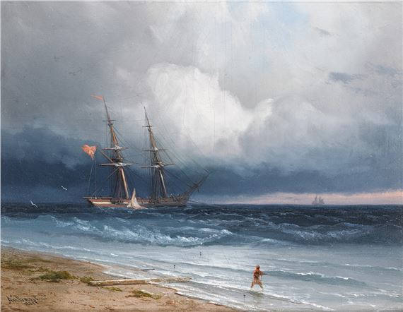 Ship by the Shore by Ivan Aivazovsky, dated 1861