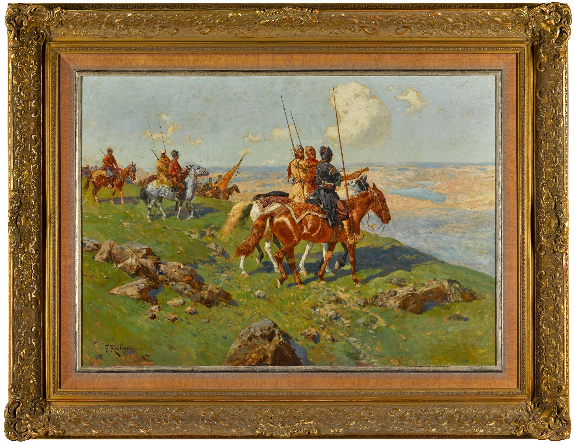 Artwork by Frants Alekseevich Rubo, Circassian Horsemen, Made of oil on canvas