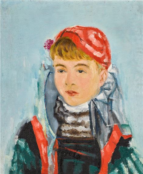 Girl in a Red Beret by Konstantin Rozhdestvensky, dated 1936