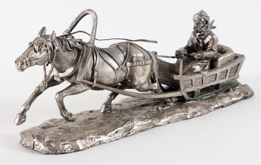 Friedrich Gornik | Statue of a sleigh driver with horse | MutualArt