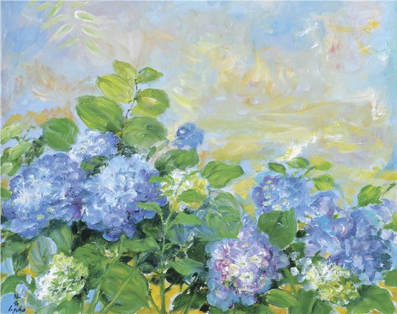 Les Hortensias Bleus (The Blue Hydrangeas) by Lê Phổ, 1975