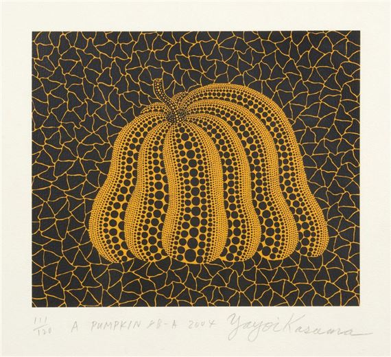 A stylized pumpkin rendered in gold dots against a crackled black background.