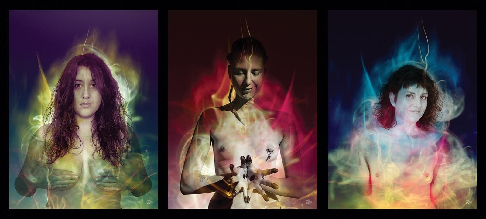 Artwork by David Tchag, Worry - Serenity - Resilience (3), Made of Digital Tryptic