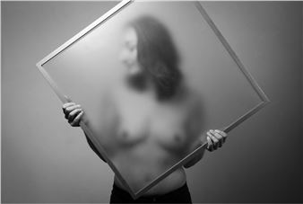 Woman behind a translucent glass - Emmanuelle Trompille