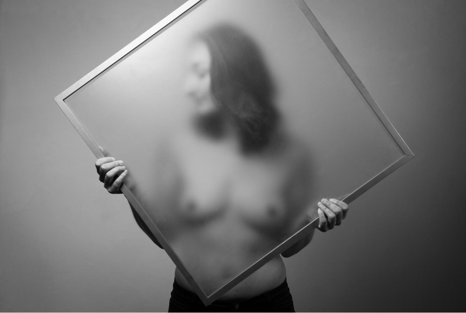 Artwork by Emmanuelle Trompille, Woman behind a translucent glass, Made of Photography