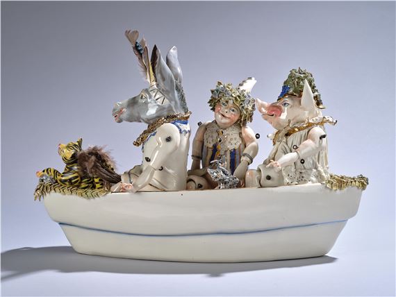 a Limoges porcelain group “gentlemen’s party” - Gerda Smolik