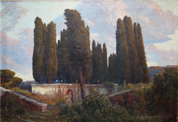 Landschaft bei Rom mit Zypressen by Max Roeder, (190)9