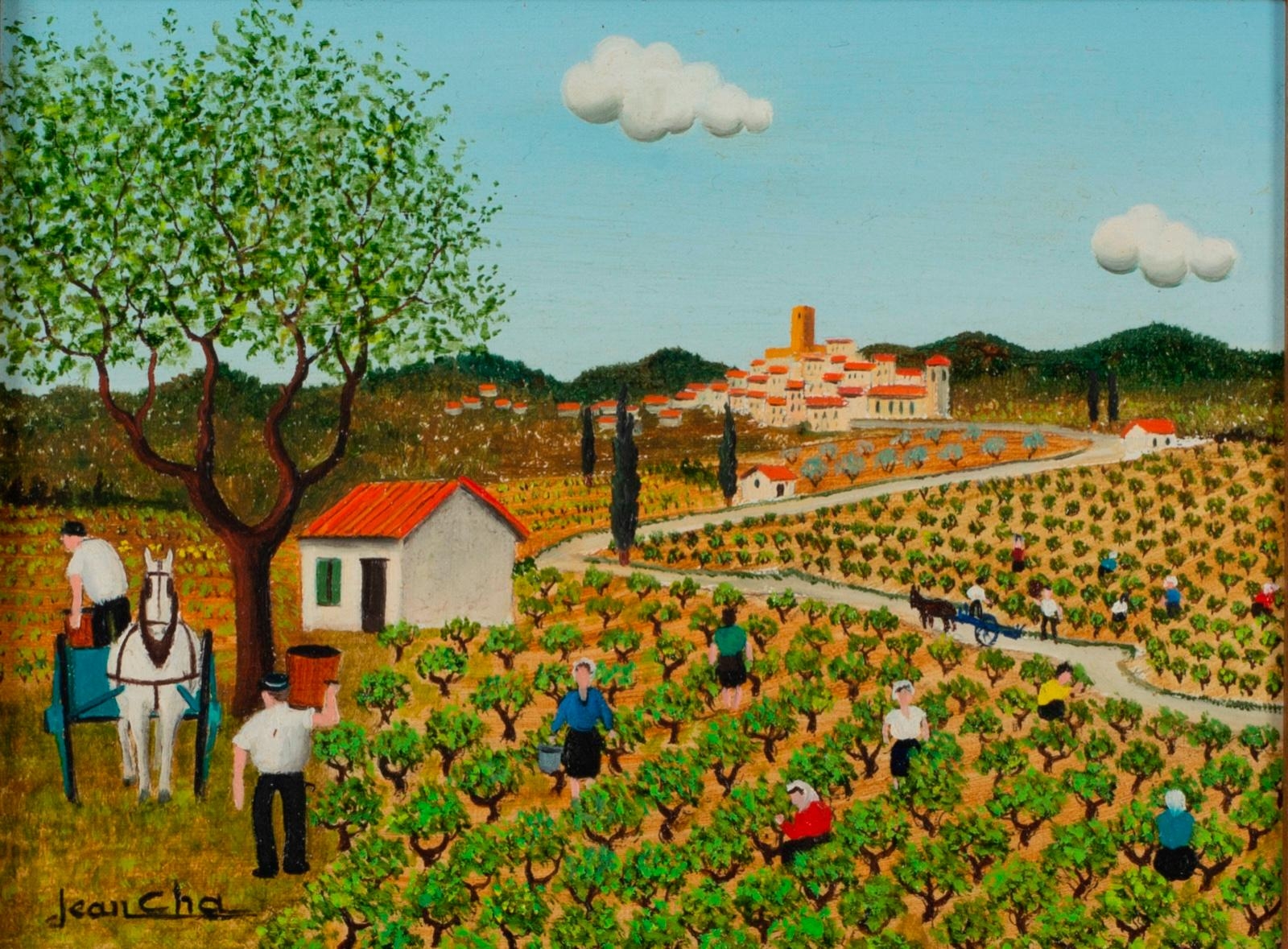 Artwork by Jean Cha, Les vendanges, Made of Oil on canvas